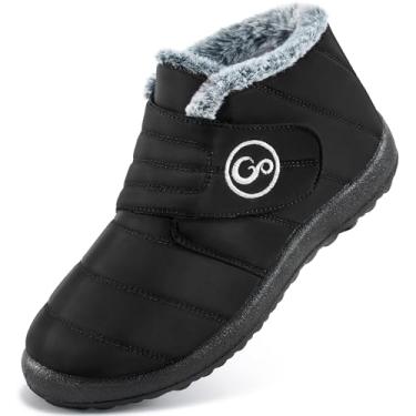 Imagem de Almusen Botas de neve femininas de inverno: botas femininas confortáveis e quentes forradas com pele no tornozelo leves impermeáveis antiderrapantes com gancho para uso ao ar livre, Preto, 8