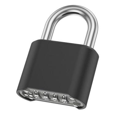 Imagem de Cadeado de combinação resistente de 4 dígitos, liga de zinco e aço inoxidável 304, fechadura externa à prova de intempéries de 5 cm de largura com código redefinível para armários de academia, portão