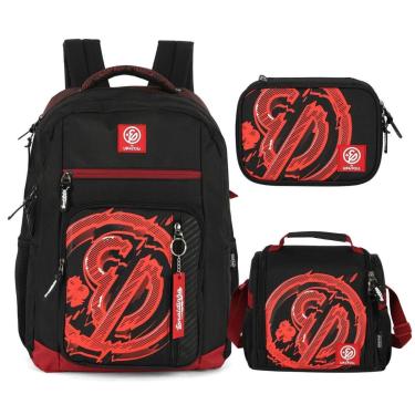 Imagem de Kit Mochila Escolar Lancheira Estojo Bolsa Menino Enaldinho-Masculino
