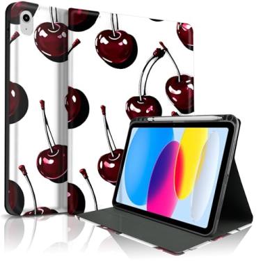 Imagem de TopPerfekt Capa para iPad 11th (A16) 27.9 cm 2025/10ª geração 27.7 cm 2022, linda cereja chique, elegante, estética, capa protetora com suporte para lápis, antiderrapante, à prova de choque