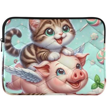 Imagem de Lindas capas para notebook gatinho gato porco capa para notebook para Macbook Air capa universal 13 polegadas 13-14 polegadas capas de computador fofas