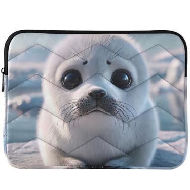 Imagem de Capa para laptop acolchoada com estampa animal de foca fofa capa para notebook universal de 13 a 14 polegadas