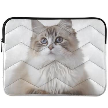 Imagem de Capa protetora universal de 33 a 14 polegadas com estampa de gato de pelos compridos para notebook com estampa de animal de estimação para MacBook Pro de 14 polegadas