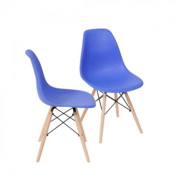 Imagem de Conjunto 2 Cadeiras Eames DKR Base Madeira OR Design Azul Escuro