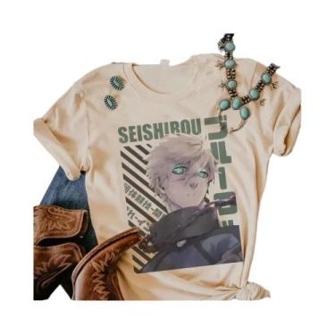 Imagem de Camiseta Feminina Azul De Anime Japonês Estilo Streetwear Designer Est