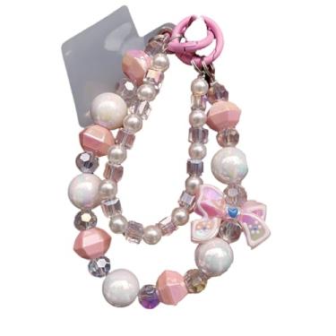 Imagem de VLSQHNCF Pulseira de telefone com contas, corrente de cordão para celular, linda alça de cintura para câmera digital, corrente de câmera com contas para capa de telefone, berloques, chaveiro, bolsa de