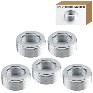 Imagem de Mindoub Pacote com 5 buchas redutoras de aço, tamanho comercial de 7 a 5 cm, encaixe de conduíte de entrada afunilada rosqueada, ombro hexagonal