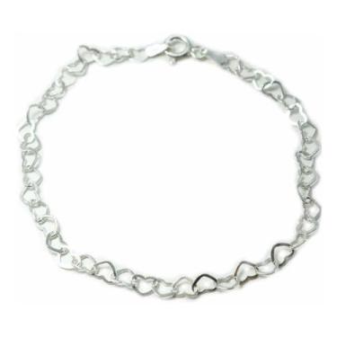 Imagem de Conj Colar Brinco Pulseira Coração Prata Legítima 925 - Lojas La&Amp;N
