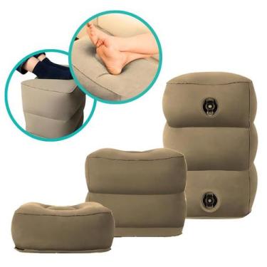 Imagem de Almofada Apoio Para Os Pés Descanso Inflável Viagem Avião 3 Níveis Por