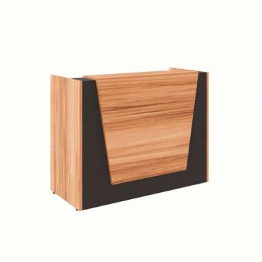 Imagem de Balcão de Atendimento Recepção Nogal Sevilha e Preto 140 cm - GEBBWEB