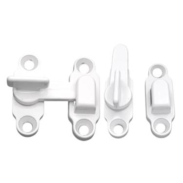 Imagem de Kit 2 Tranquetas Fecho Trinco Comum de Metal - Para Portas e Janelas, Durável e Prático para Residência e Comércio (Branco)