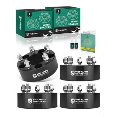 Imagem de YHTAUTO Espaçadores de roda de 5 x 4,5 cm, serve para modelos Ford, Toyota, KIA, Chevy, Jeep MK, Chrysler, Acura e Mazda, espaçadores de pneu de 5 x 114,3 mm com pinos de 12 x 1,5, furo central de