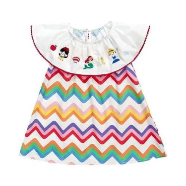 Imagem de Vestidos infantis de verão para meninas, vestido colorido ondulado sem