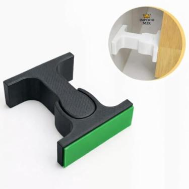 Imagem de Trava Porta Adesiva Sem Furo Fixador Prendedor Porta Vidro Madeira (BRANCA,5 TRAVAS)