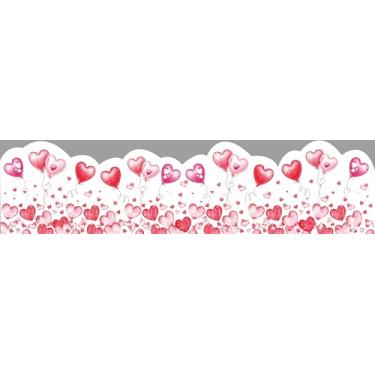 Imagem de Qpixvb Borda de quadro de avisos de coração dos namorados, decalques de parede para festa de casamento de aniversário, lousa de sala de aula, suprimentos de decoração de escritório, 2 rolos, 2 designs