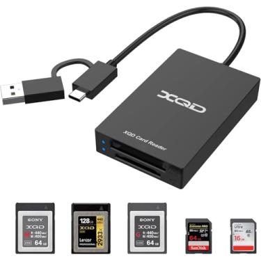 Imagem de Leitor de cartão XQD 4 em 1, leitor de cartão SD XQD com slot duplo USB/tipo C, leitor de cartão de memória 5Gpbs XQD para Sony G/M Series, Lexar 2933x/1400x USB Mark XQD, SD/SDHC/SDXC para cineastas