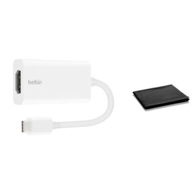 Imagem de Belkin Adaptador USB-C para HDMI, 4K 60Hz Dolby Vision HDR, conversor USB tipo C para HDMI para MacBook, iPad Pro, laptops USB-C para TV/monitor, HDCP 2.2, adaptador AV branco compacto, inclui pano de
