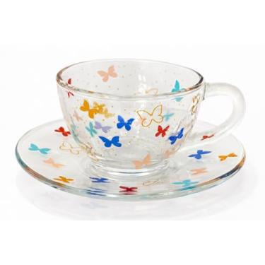 Imagem de Xícara 60ml Vidro Borboleta com Pires