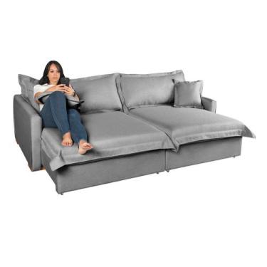 Imagem de Sofá Bali Living Retrátil e Almofadas Soltas 2,20 em Linho Cor: Bege -