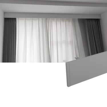 Imagem de Cortina de alumínio sanefa sanefa para janelas, caixa cassete sem trilhas, tamanhos personalizados para escritório e hospital, 2,1 m (6,9 pés) solução divisória cinza