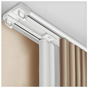 Imagem de Cortina de teto de alumínio resistente – Sistema deslizante silencioso de trilho duplo para cortinas (70 a 600 cm) - branca, 480 cm - fácil instalação