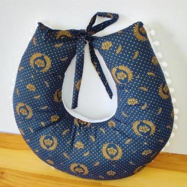 Imagem de Almofada de Amamentação Bebê Tecido 100% Algodão Estampado com Pompom 
