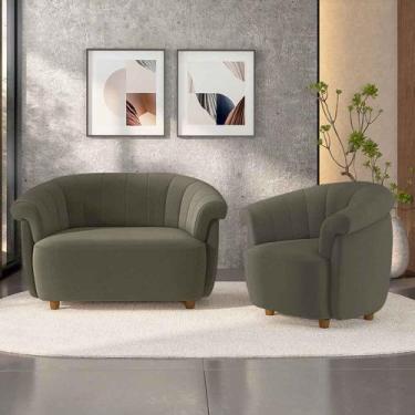 Imagem de Conjunto Sala de Estar Decorativo Latvia Sofá Namoradeira e Poltrona P
