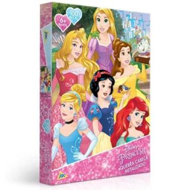 Imagem de Quebra cabeca encapado metalizado princesas disney 100 pecas toyster, 