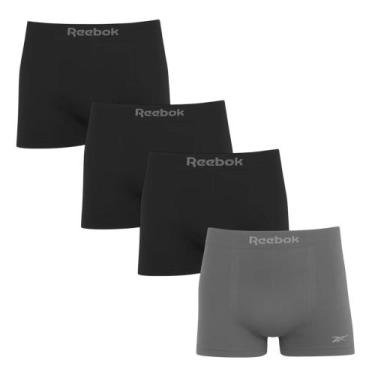 Imagem de Kit 4 Cuecas Boxer Reebok Sem Costura Masculina - Preto e Cinza GG, Pr