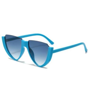 Imagem de HPIRME Óculos de Meia Armação Estilo Retrô Luxuoso Punk para Homens e Mulheres, para Dirigir ao Ar Livre, Proteção UV400 (Azul e Verde)