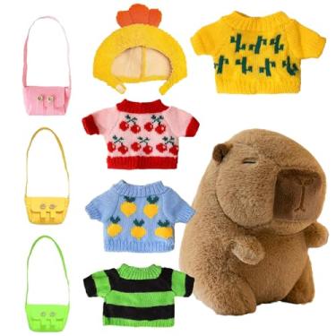 Imagem de Capivara de pelúcia | Linda almofada de pelúcia capivara - Boneca realista com acessórios de roupas para casa, crianças, meninas, adultos, aniversário, formatura