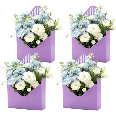 Imagem de Psaviroscy 4 caixas de envelope de flores, caixas decorativas para decoração de casa, caixa de saquê para lembranças, caixa decorativa à prova d'água (Roxo)