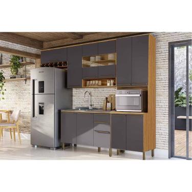 Imagem de Cozinha Modulada Ronipa 4 Peças Nápoli Prime C4P238 Amendoa/Chumbo