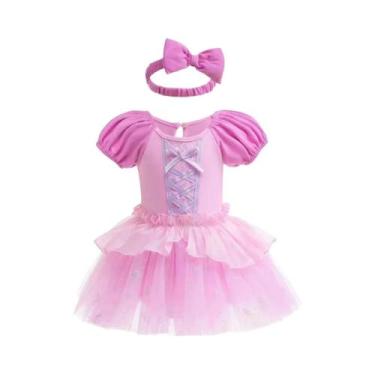 Imagem de Macacão Infantil De Princesa Para Meninas Com Faixas Para a Cabeça, Ro