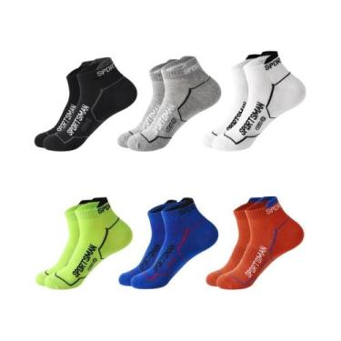 Imagem de Meias Esportivas Masculinas De Basquete E Corrida, 6 Pares, Curtas, Re