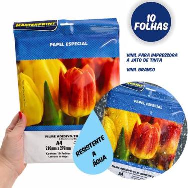 Imagem de Vinil Adesivo Branco A4 150g resistente água 10un - Masterprint