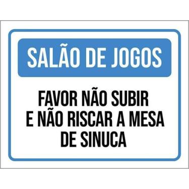Imagem de Kit 10 Placa Acm Salão Jogos Subir Riscar Mesa Sinuca 18X23 - Sinalizo