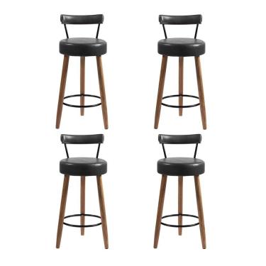 Imagem de Kit 04 Banquetas Alta Para Cozinha Área Gourmet Nápoles Couríssimo Preto - Desk Design