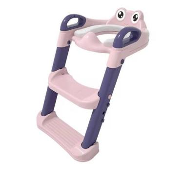 Imagem de Assento Redutor Infantil Rosa com Escada Regulável Para Vaso - Napoles