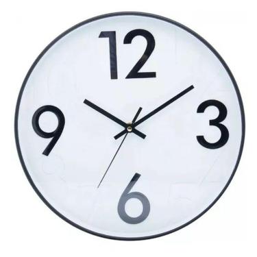 Imagem de Relógio De Parede Donum Branco Com Preto 30,5x4cm - Lyor