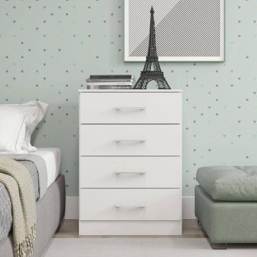 Imagem de Cômoda Para Quarto 4 Gavetas 93cm Menu Móveis Branco