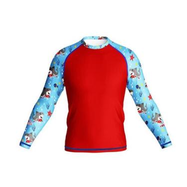 Imagem de Camisa Longa Infantil Moda Praia Uv 50 Estampada Vermelho - Everest Sp