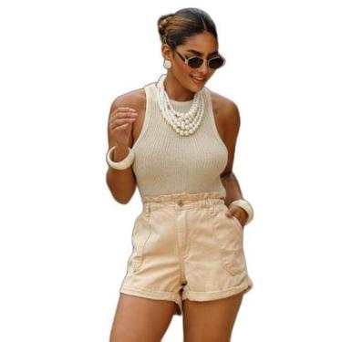 Imagem de SHORTS SARJA CLOCHARD FEMININO CINTURA ALTA COM ELÁSTICO 24388-Feminino