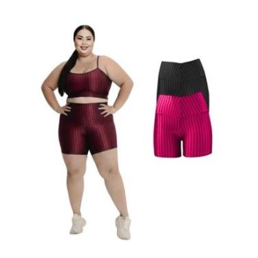 Imagem de Kit 2 Short Legging 3D Academia Fitness Feminino Plus Size-Feminino