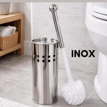 Imagem de Escova Sanitária Inox com Suporte Ventilado Higiene Banheiro Limpeza C