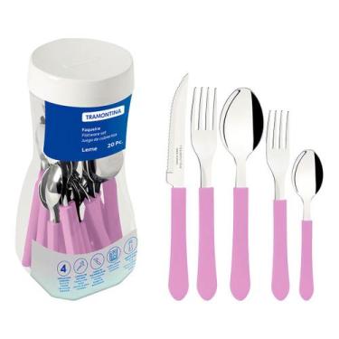 Imagem de Faqueiro 20 Peças Leme Lavanda Aço Inox Polipropileno Tramontina