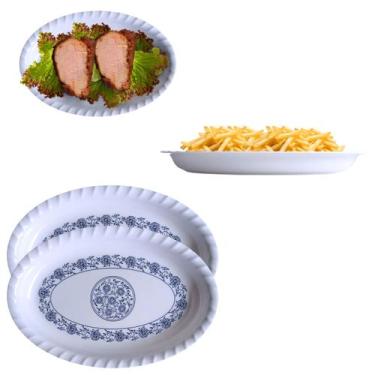 Imagem de Kit 2 Travessas Portuguesas Melamina 30cm Petiscos Mesa - Fx