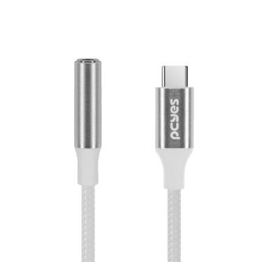 Imagem de Cabo Usb Tipo-c Para P3 Fêmea Hifi - Branco - 15cm - Nylon - P3ucp-15hfb