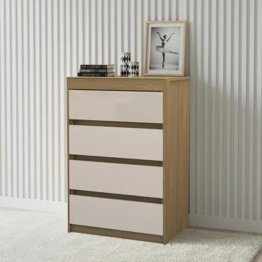 Imagem de Cômoda Quarto Solteiro 63cm 4 Gavetas Samira Freijó/mocca L01 - Mpozenato