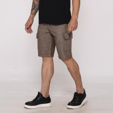 Imagem de Bermuda Masculina Cargo Sarja Elástica Bolsos Laterais Casual Confortável-Masculino